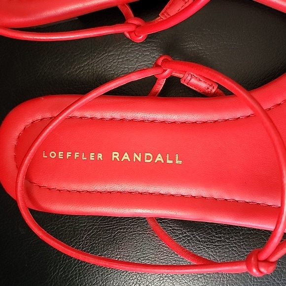 NEW Loeffler Randall Bright Red Knot-Strap Flat Sandals Size 9.5 - Picture 2 of 8